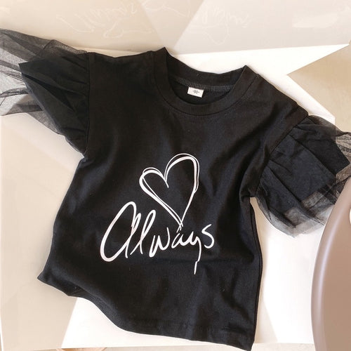 Love Always Tulle Sleeve Shirt “Black”